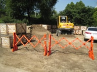 Multi-Gate Portable Expanding Outdoor Barricade in Use at a Construction Site