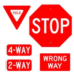 Intersection Control Signs - Stop Signs and Wrong Way Signs